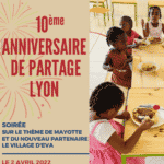 Affiche pour le 10ème anniversaire de l'antenne locale bénévole Partage Lyon