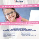 Flyer vente aux enchères caritatives de PARTAGE Oise - Samedi 23 septembre 2023