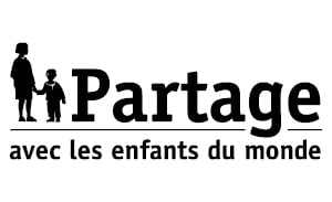 Logo PARTAGE avec les enfants du monde (noir et blanc)