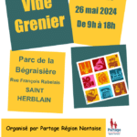 Affiche vide grenier à Saint-Herblain organisé par PARTAGE Région Nantaise